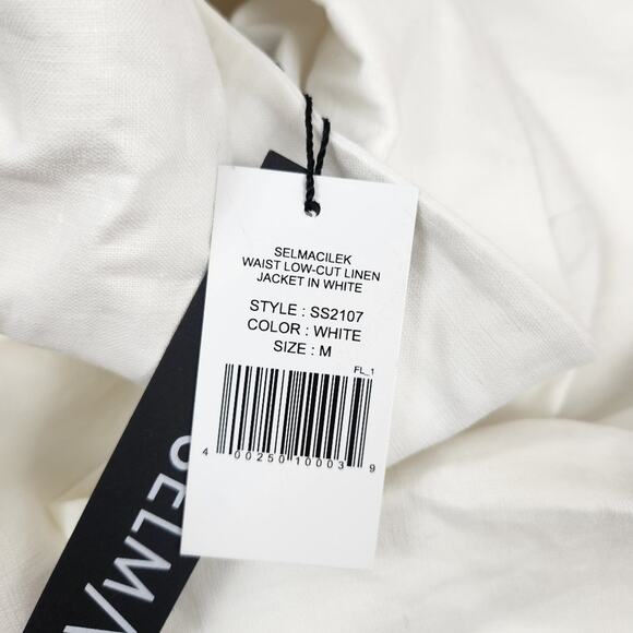 Selmacilek Waist Low-Cut Linen Jacket White Medium NWT Cut Out Open Back - Picture 11 of 11